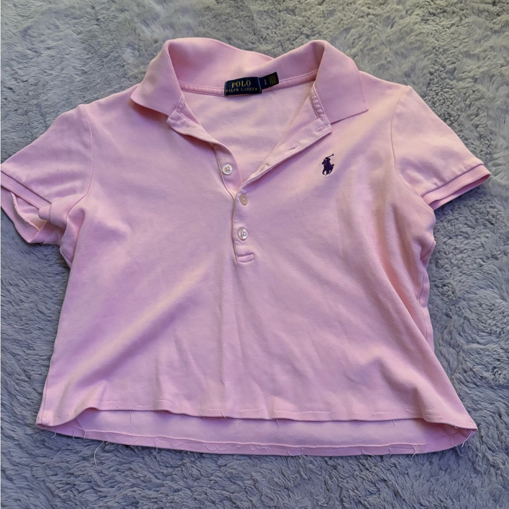 Ralph Lauren Light Pink Crop Polo Top